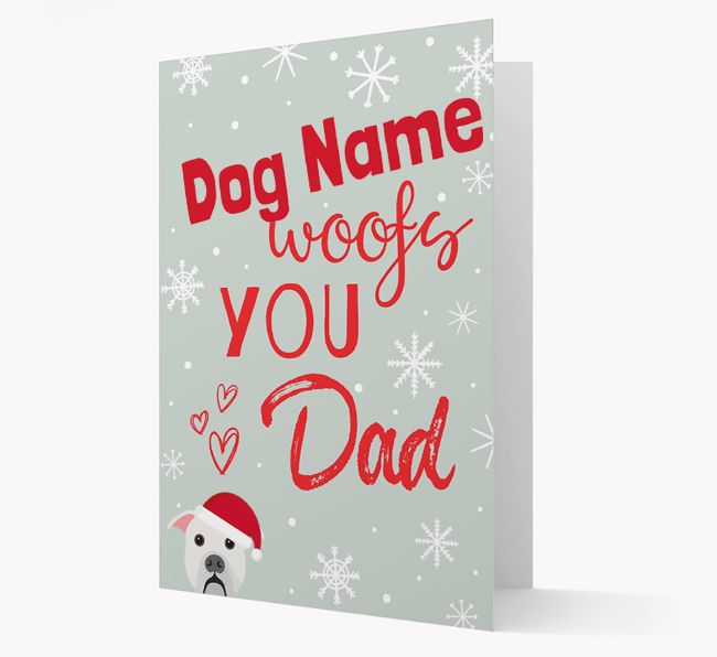 'I Woof You Dad' Card with your {breedFullName} Christmas Icon